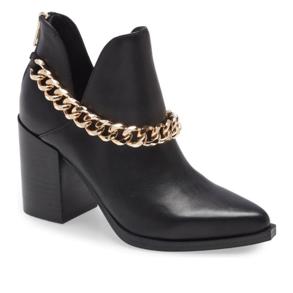 NWOB Steve Madden Black Cedar Chain Bootie SZ 8.5